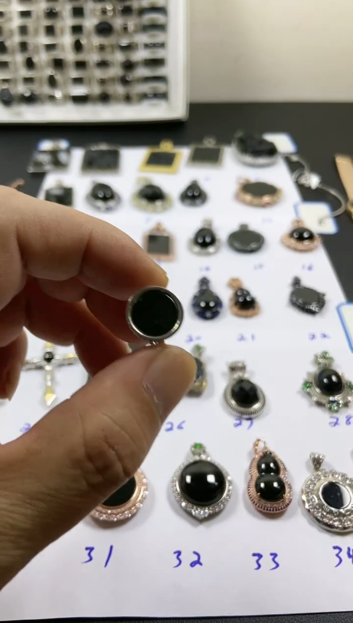 银S925镶嵌戒指翡翠圆形女戒