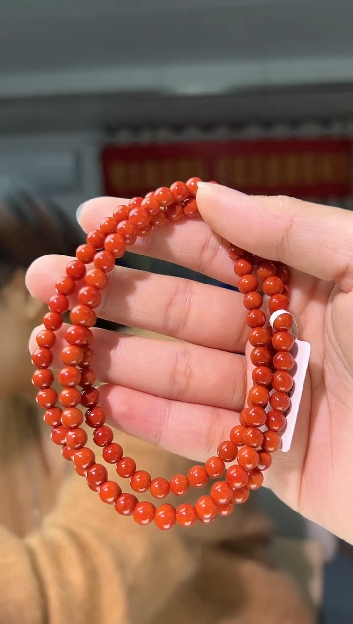 【闪购商品】南红玛瑙手串未镶嵌5.5mm满色满肉南红4圈手串