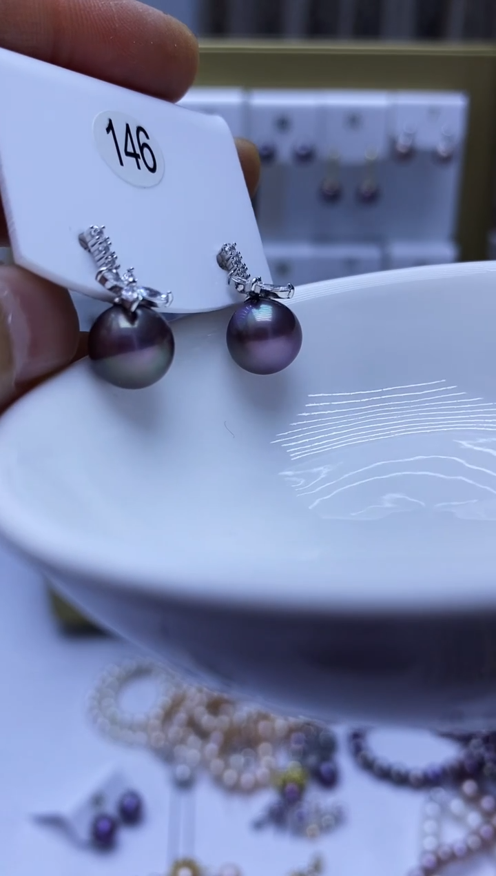 银S925镶嵌耳饰淡水珍珠146