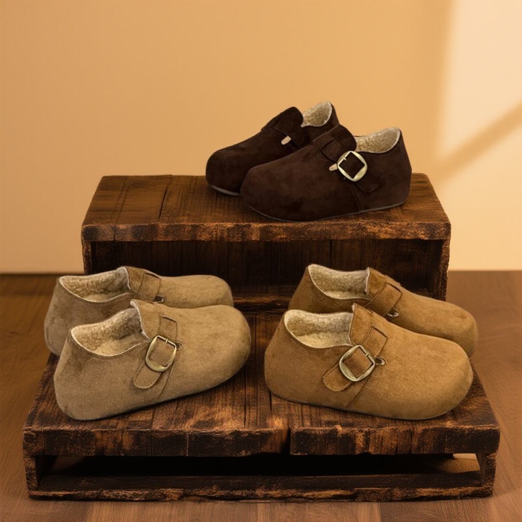 港风女鞋真皮博肯棉鞋时尚百搭软底加绒防滑软底