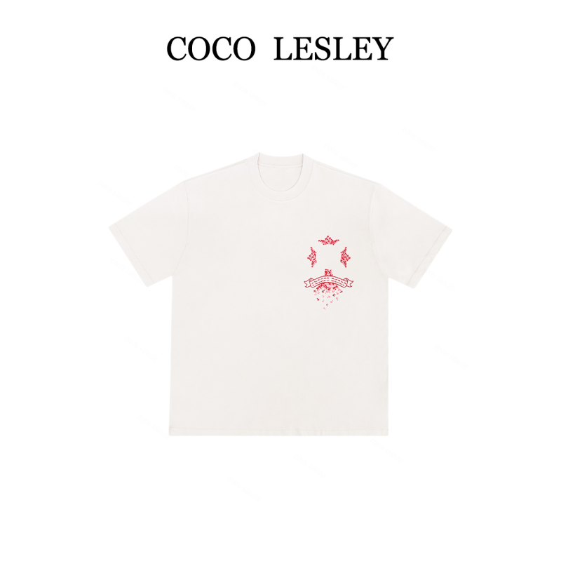 COCO LESLEY 街头潮流百搭重工圆领短袖T恤3035