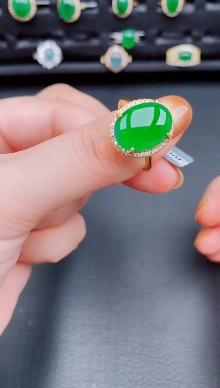 【闪购商品】翡翠戒指银S925镶嵌天然a货翡翠324