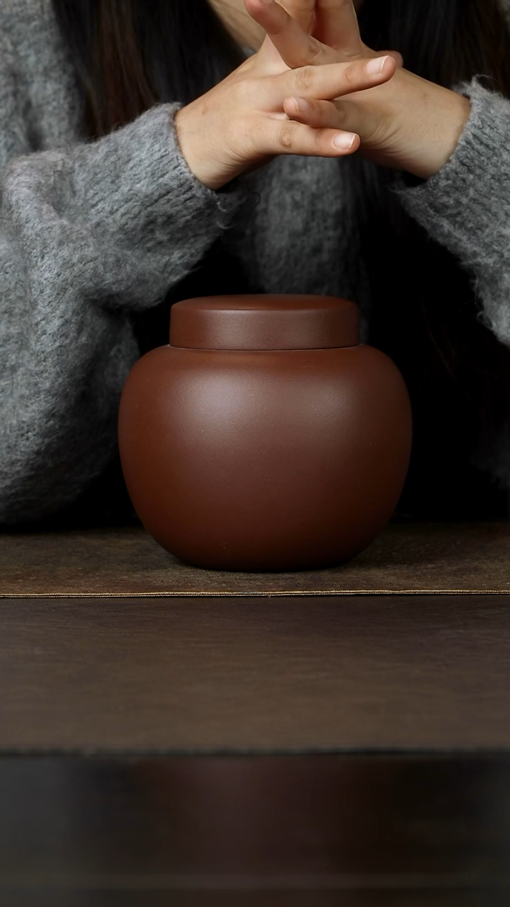 紫砂茶叶罐杯研所专属 求真罐 老紫泥紫砂茶叶罐 半斤左右