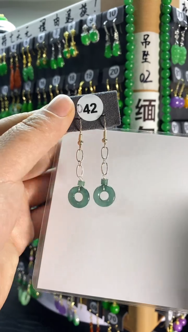 【闪购商品】翡翠耳饰银S925镶嵌042.....