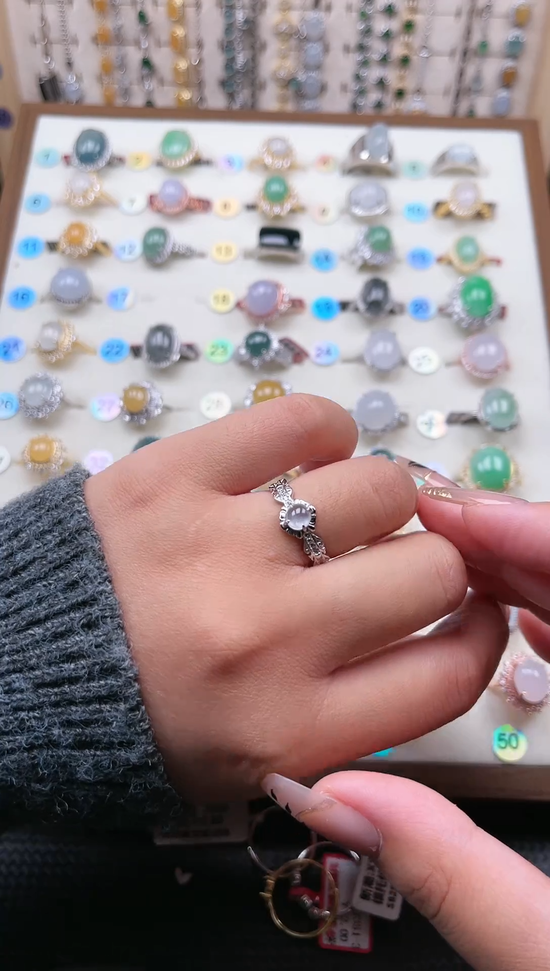 【闪购商品】翡翠戒指银S925镶嵌天然A货翡翠戒指