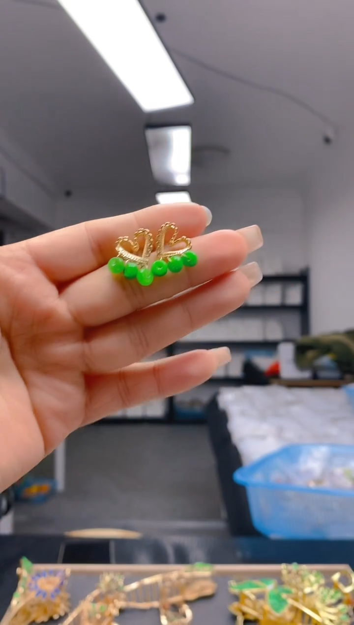 【闪购商品】翡翠耳饰合金385翡翠耳钉