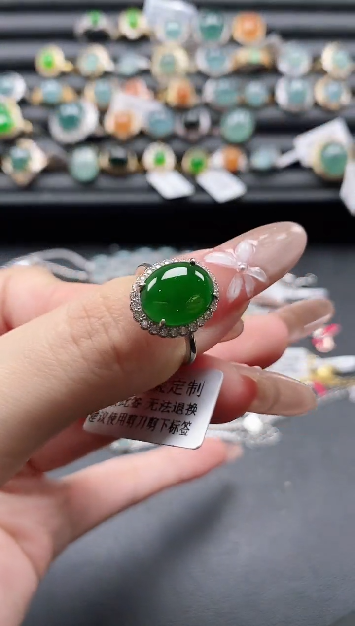 【闪购商品】翡翠戒指银S925镶嵌1111