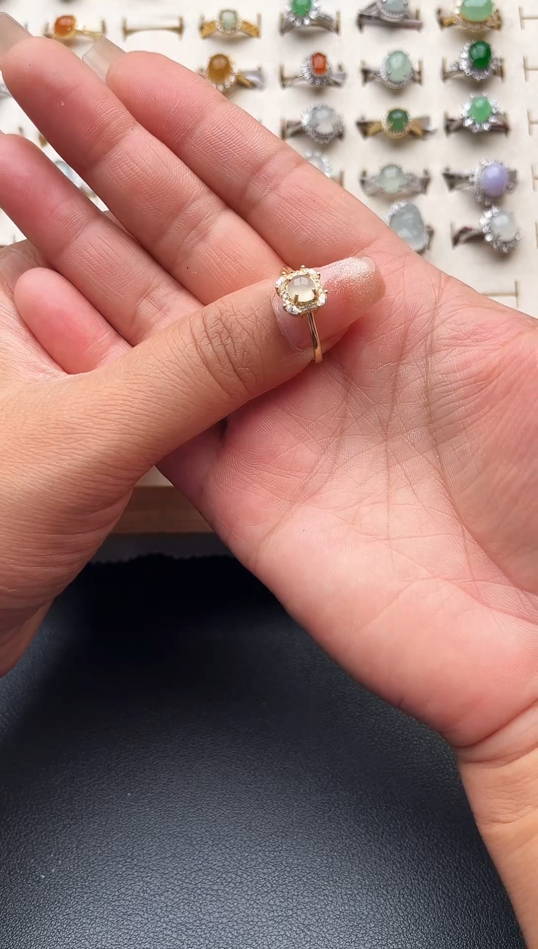 【闪购商品】翡翠戒指银S925镶嵌缅甸天然A货翡翠S925银镶嵌