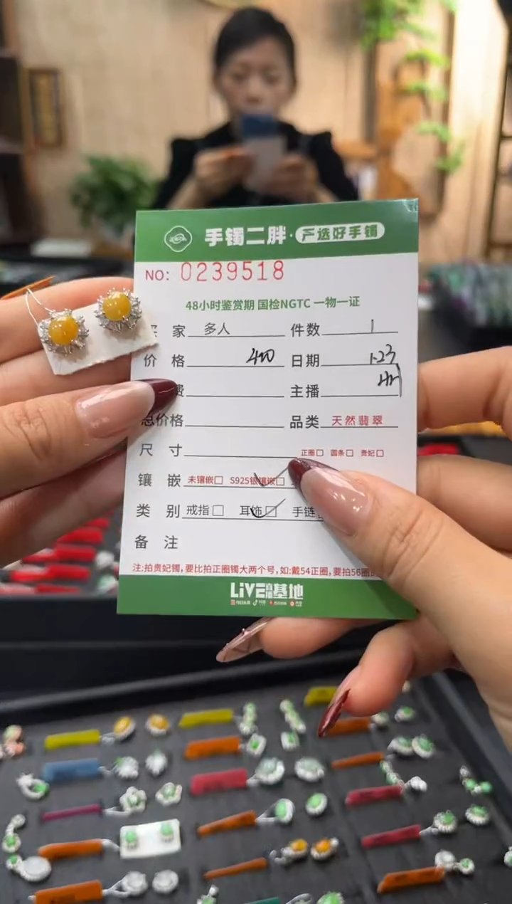 【闪购商品】翡翠耳饰银S925镶嵌多人