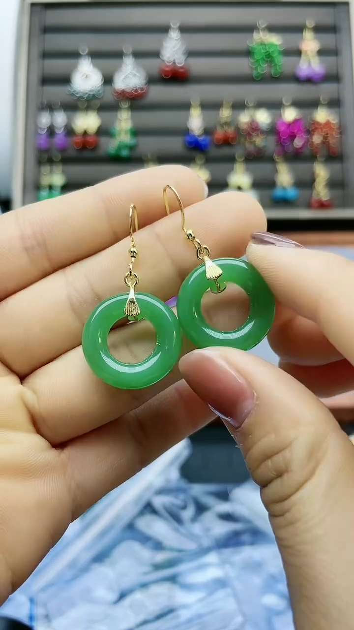 【闪购商品】和田玉耳饰14K金镶嵌401000