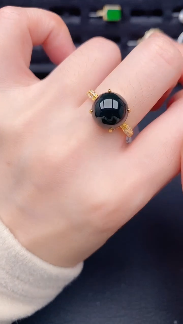 银S925镶嵌戒指翡翠天然a货翡翠182