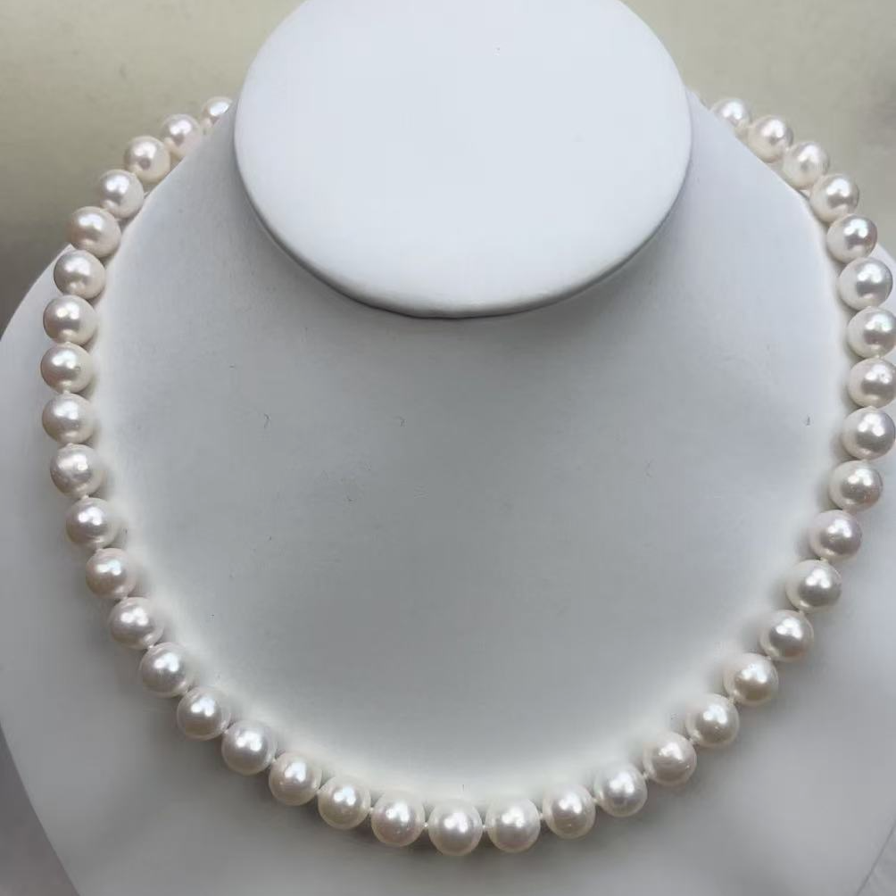 淡水无核珍珠8-9mm珍珠项链S925银扣优雅百搭时尚气质经典简约