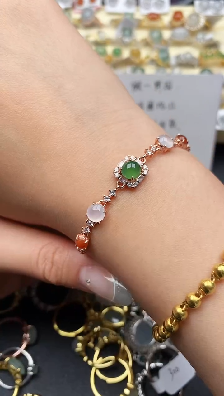【闪购商品】翡翠戒指银S925镶嵌6666666+3