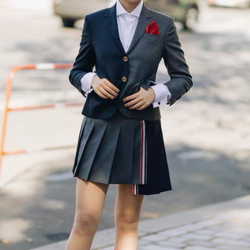 未使用 THOMBROWNE 拼色西装外套 灰蓝色/38