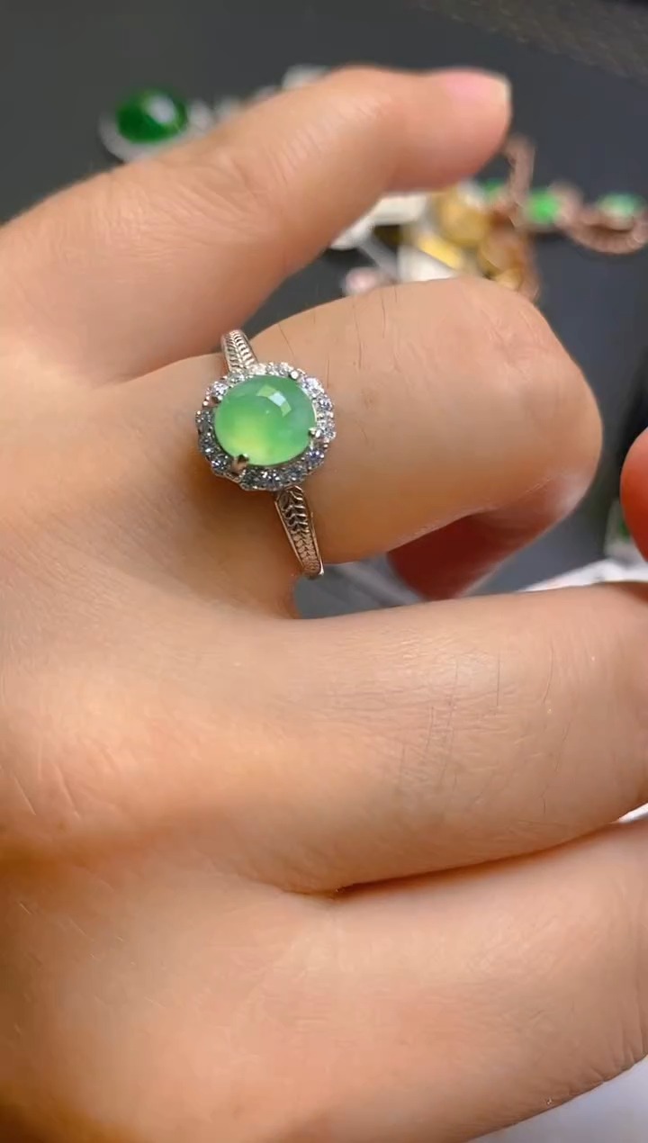 【闪购商品】翡翠耳饰银S925镶嵌天然A货翡翠1