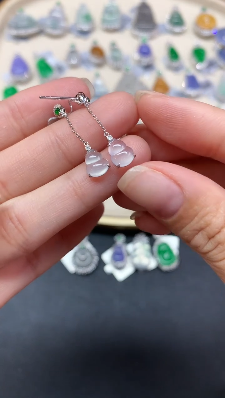 【闪购商品】翡翠耳饰18K金镶嵌耳饰A532|2980