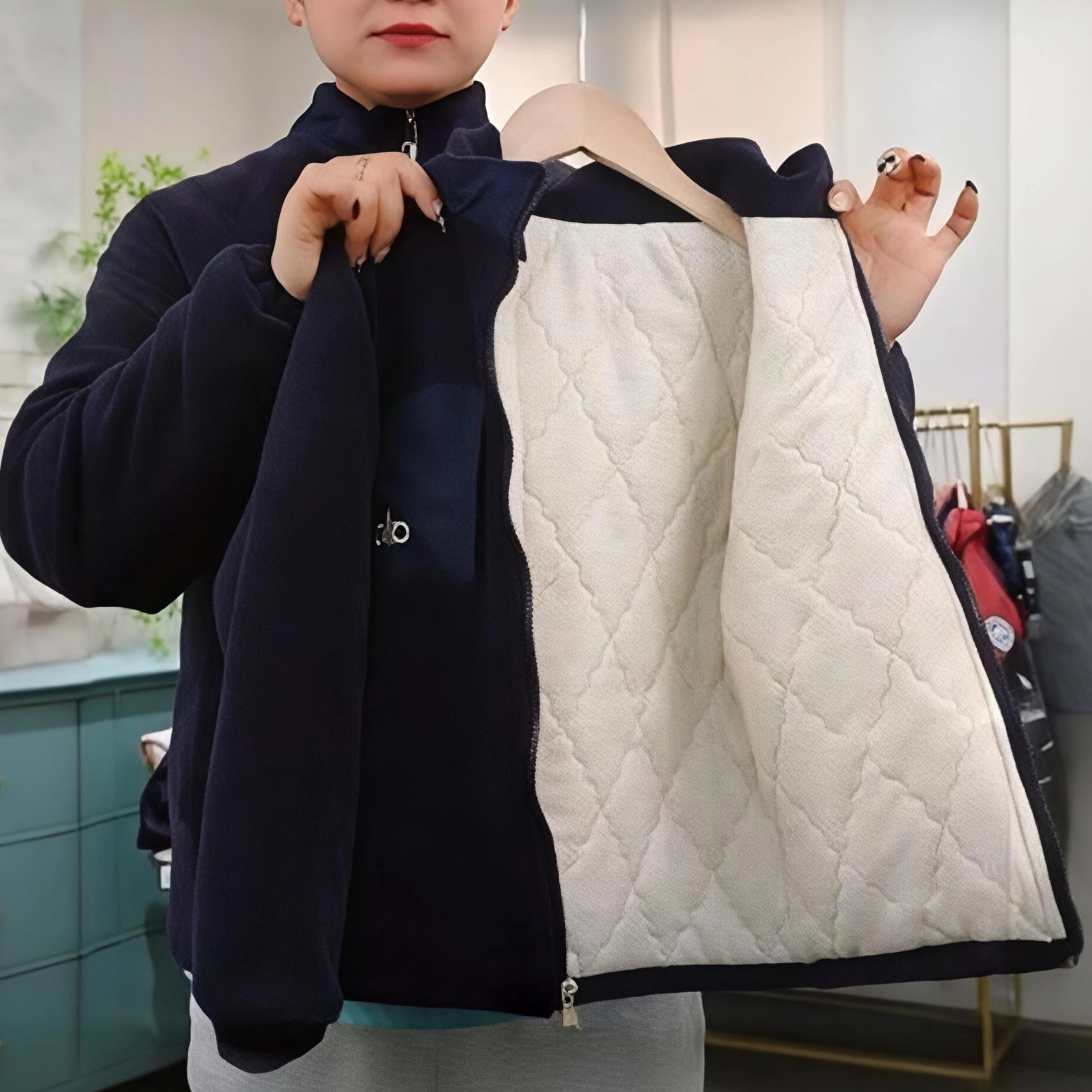 [1000克厚蚕丝羊绒棉服]儿童夹棉上衣外套男童加厚保暖拉链衫棉袄