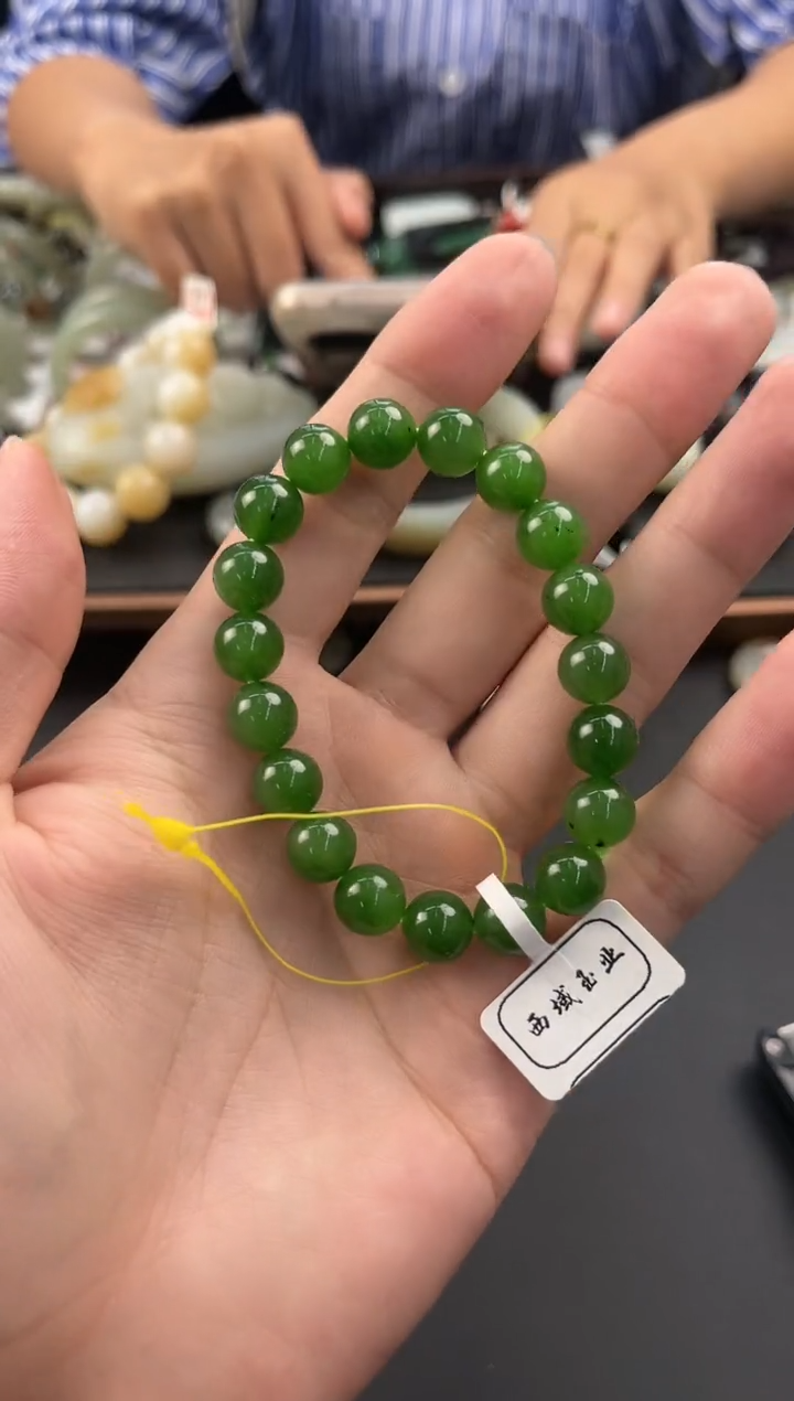 未镶嵌手串和田玉和田碧玉手串卡10微色差