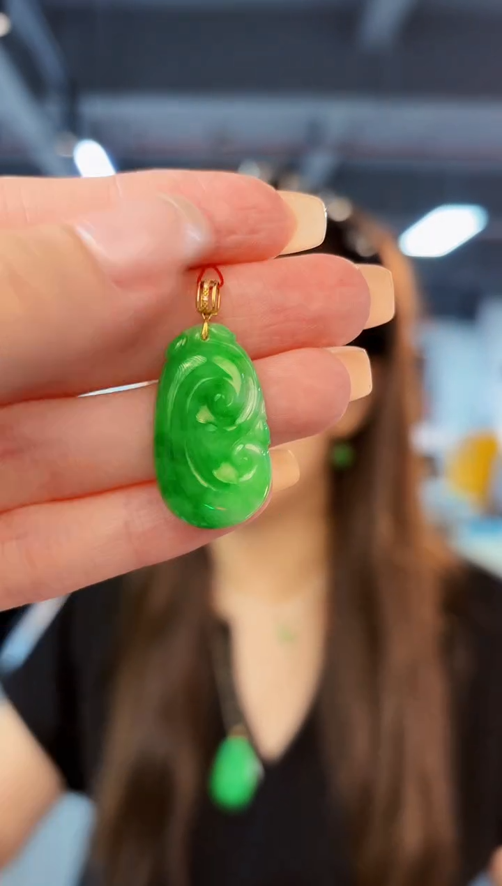 翡翠18K金镶嵌颈饰 缅料A货/支持复检/一件