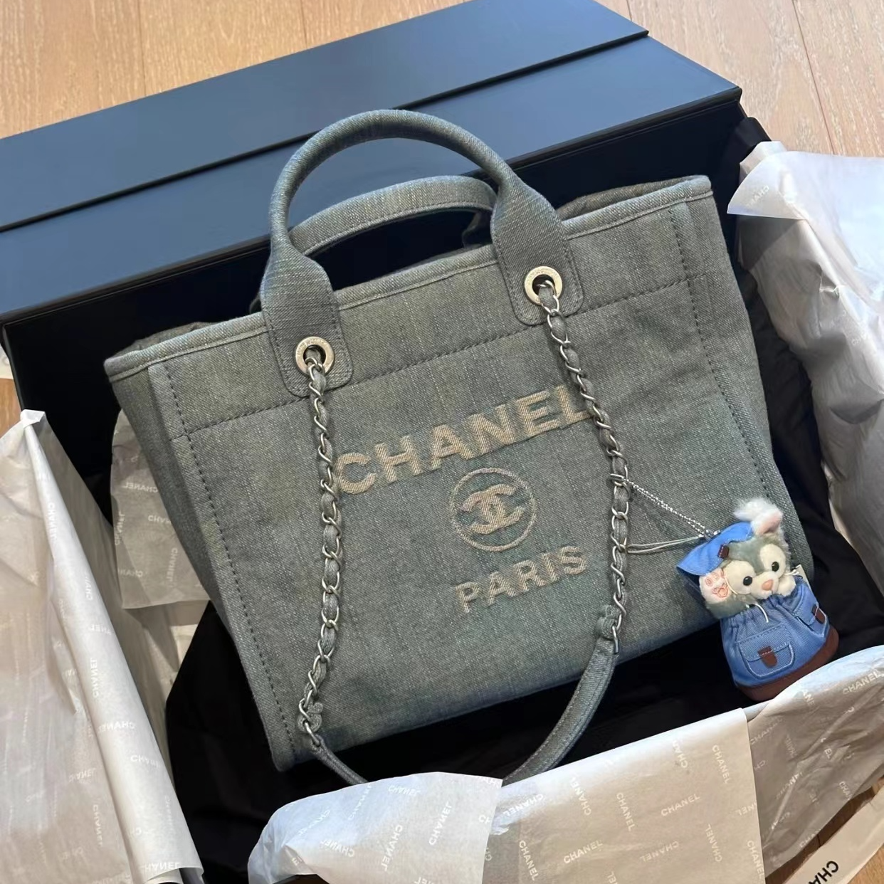 95新 Chanel/香奈儿 牛仔手柄沙滩包小号 34cm 18870693