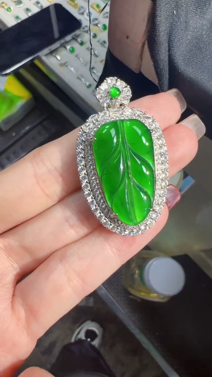 【闪购商品】定制翡翠未镶嵌叶子商品多样性发货1