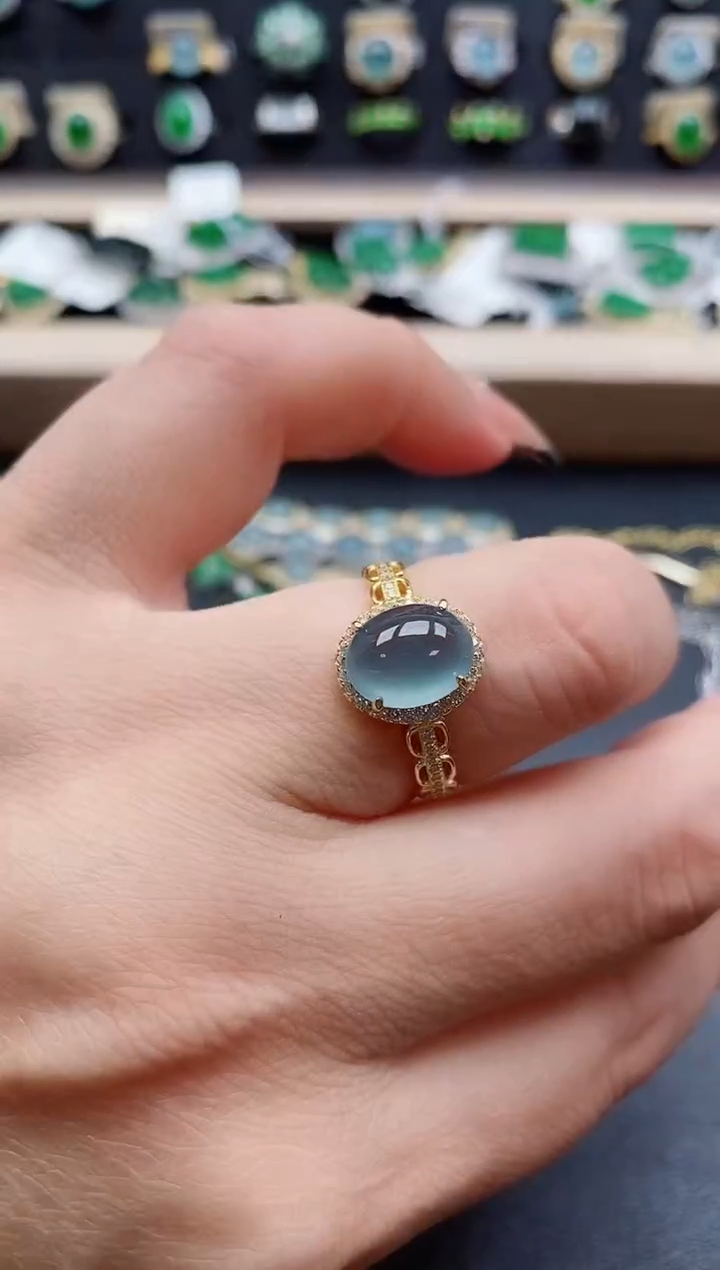 银S925镶嵌戒指翡翠1