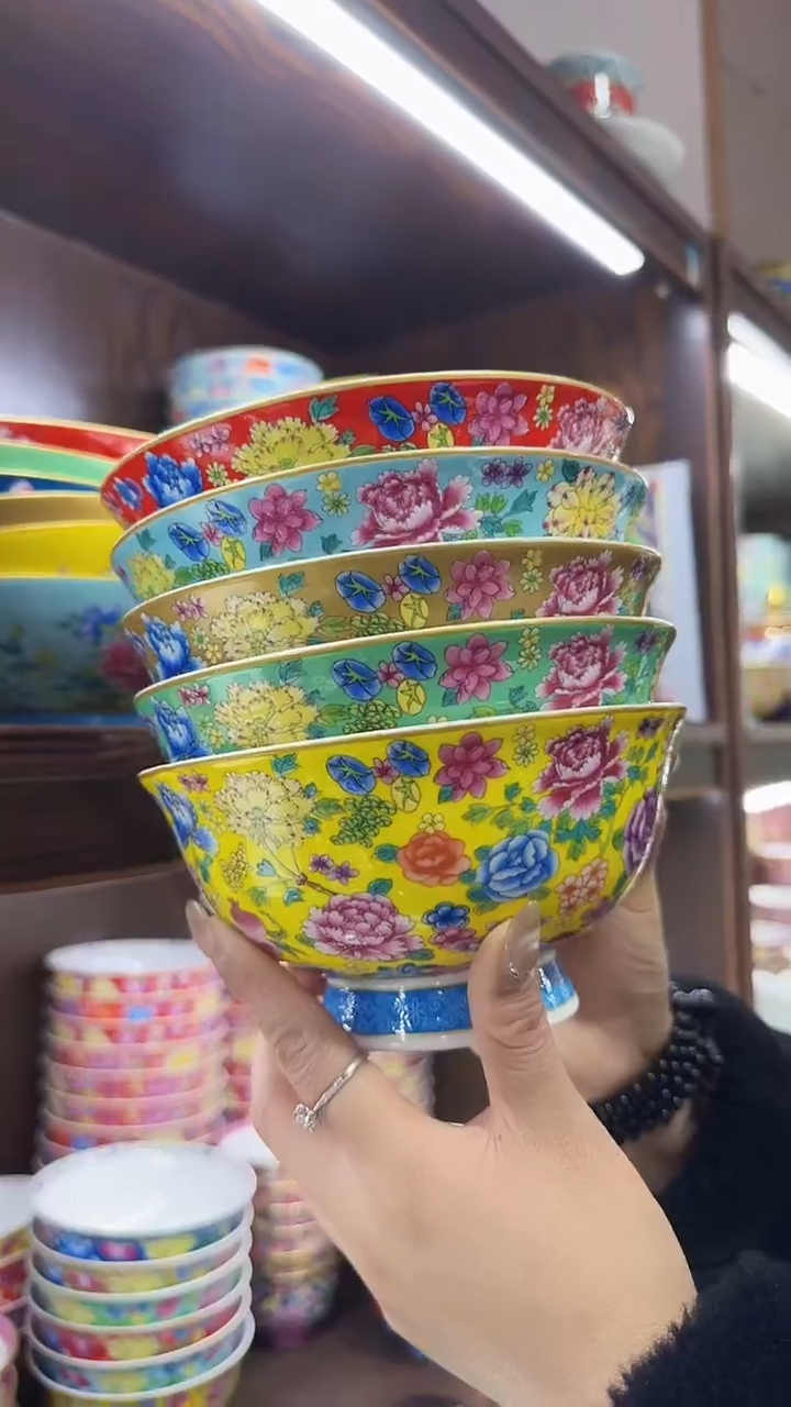 【闪购商品】瓷片6寸饭碗5个景德镇陶瓷【秦坊】