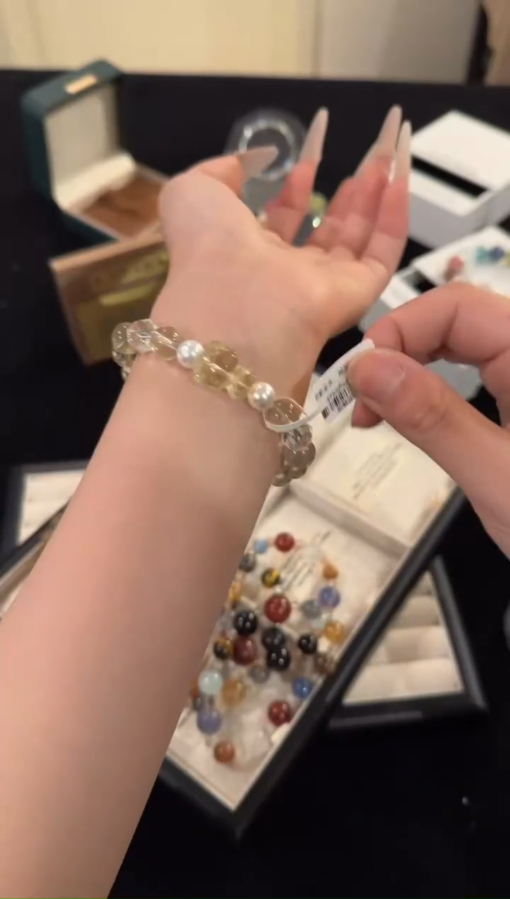 水晶手链合金黄水晶f1072