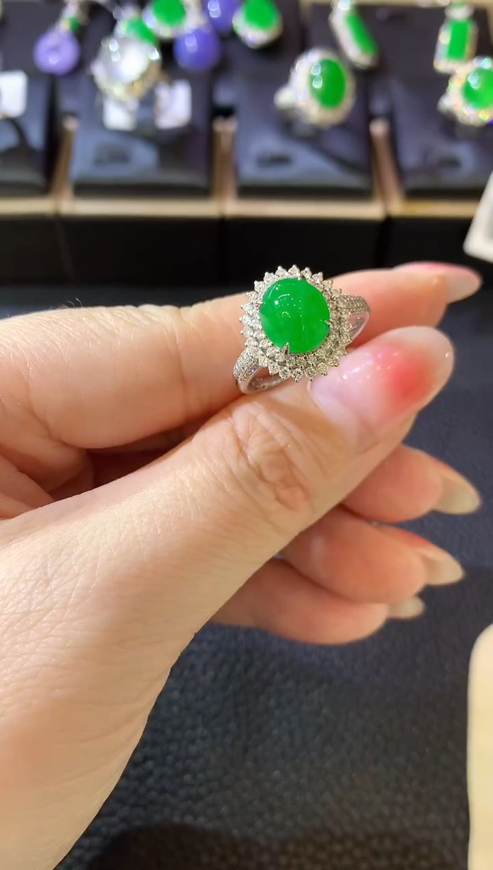 【闪购商品】翡翠戒指18K金镶嵌D26 翡翠