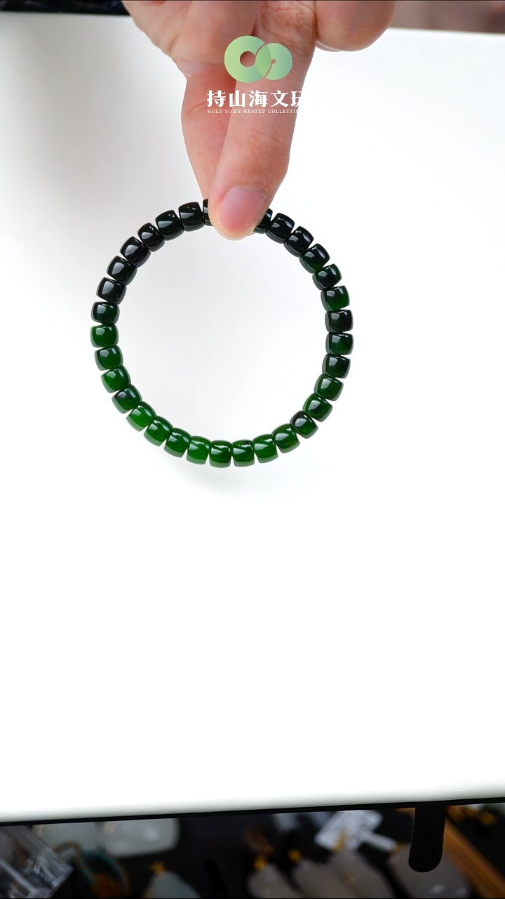 未镶嵌手链和田玉俄罗斯七号矿碧玉厚切手串