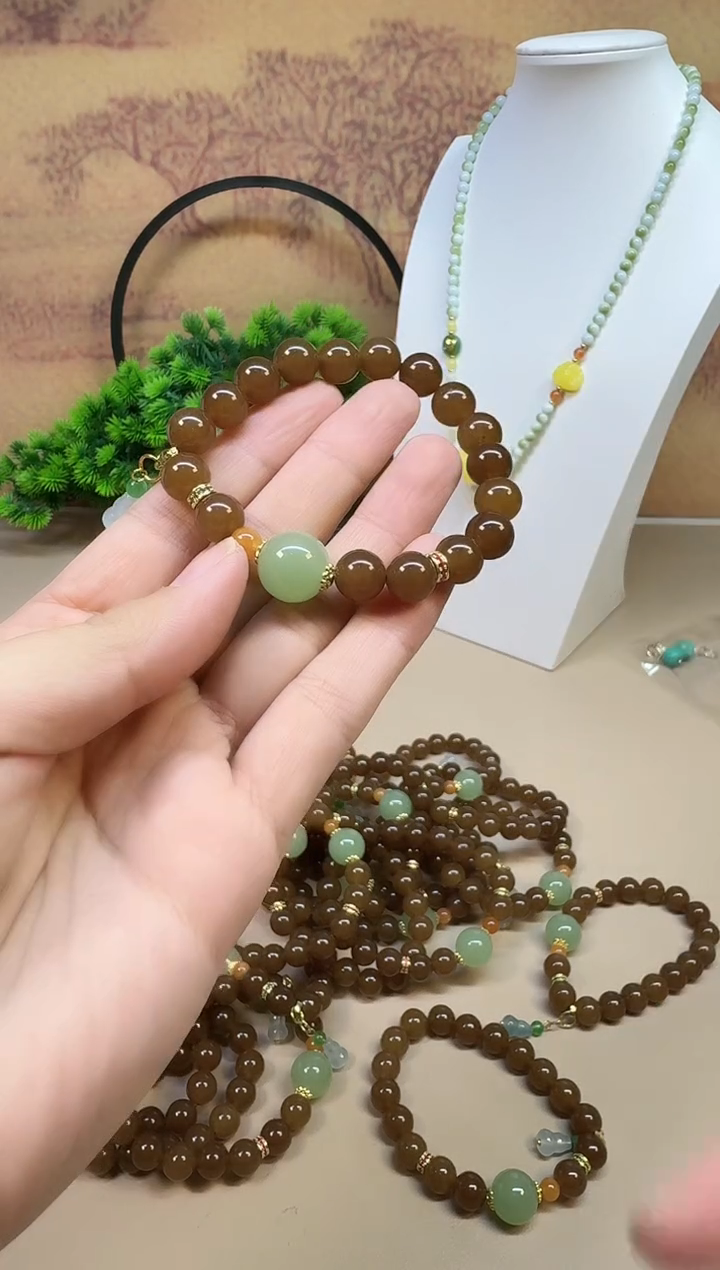 颈饰14K金镶嵌和田玉A171 