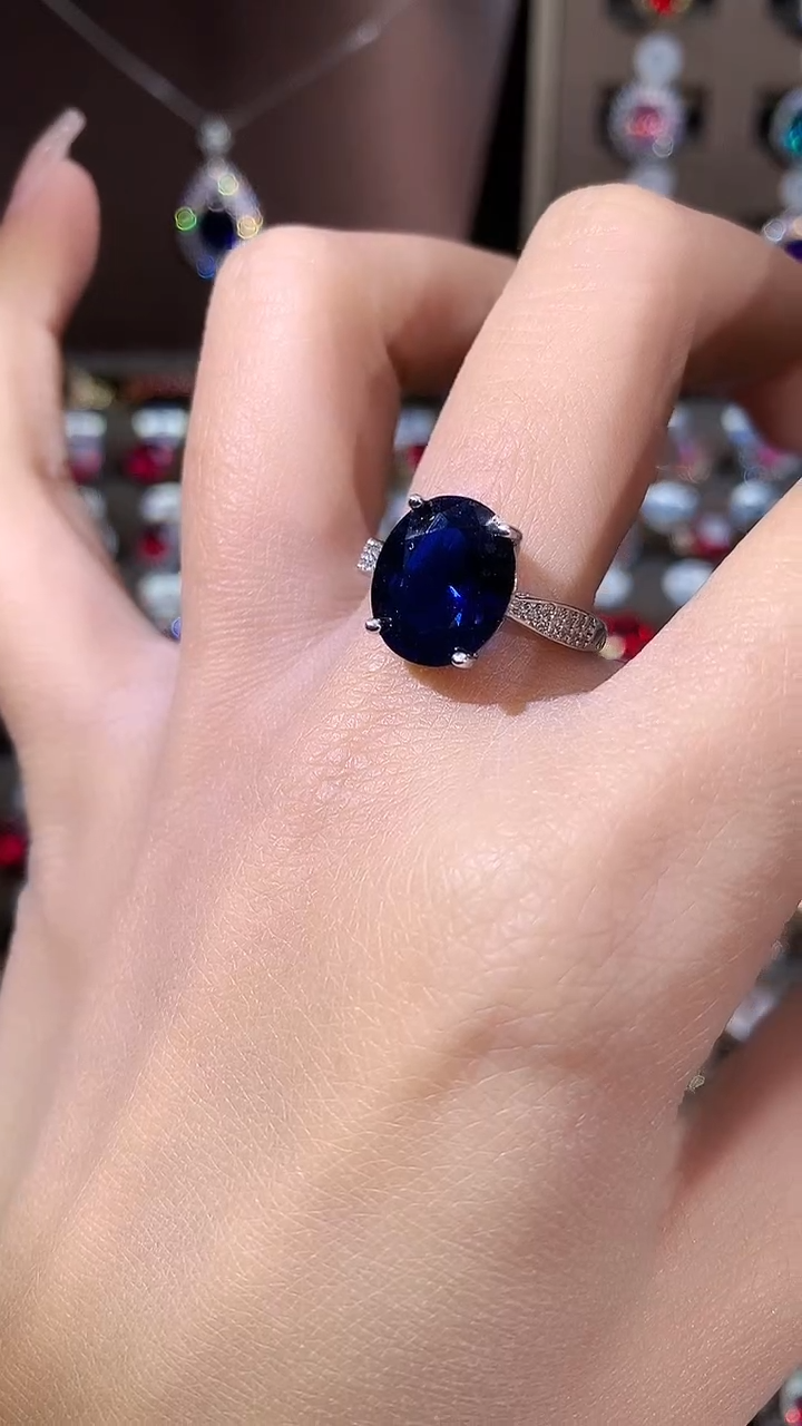 无925银皇家蓝色戒指