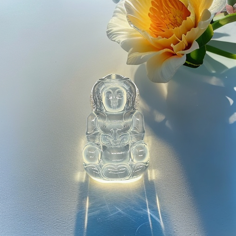 正装观音岫玉白冰高透天然