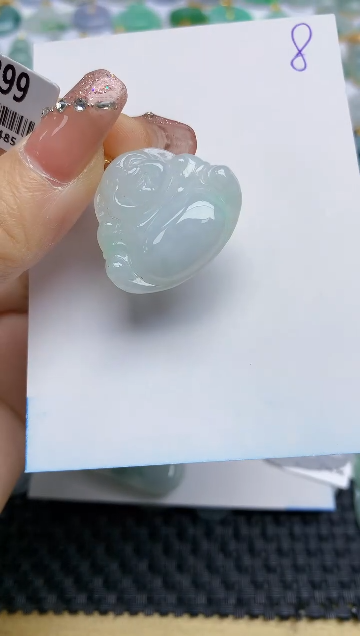 【闪购商品】翡翠颈饰18K金镶嵌天然A货翡翠8