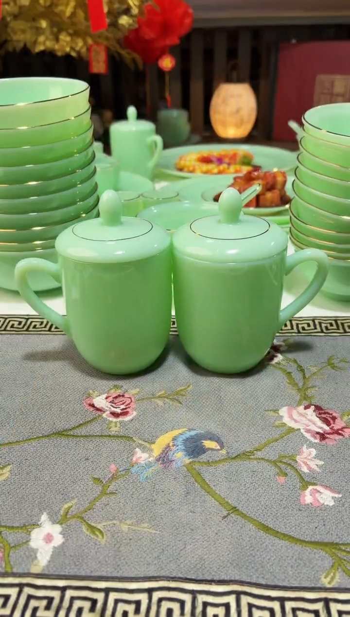 玉瓷350cc玉瓷茶杯水杯2只景德镇