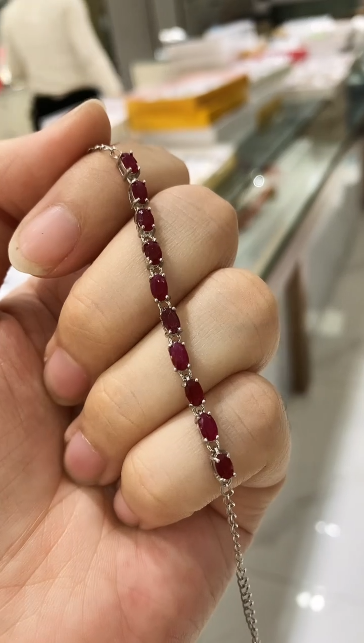 【闪购商品】红宝石手链银S925镶嵌手链
