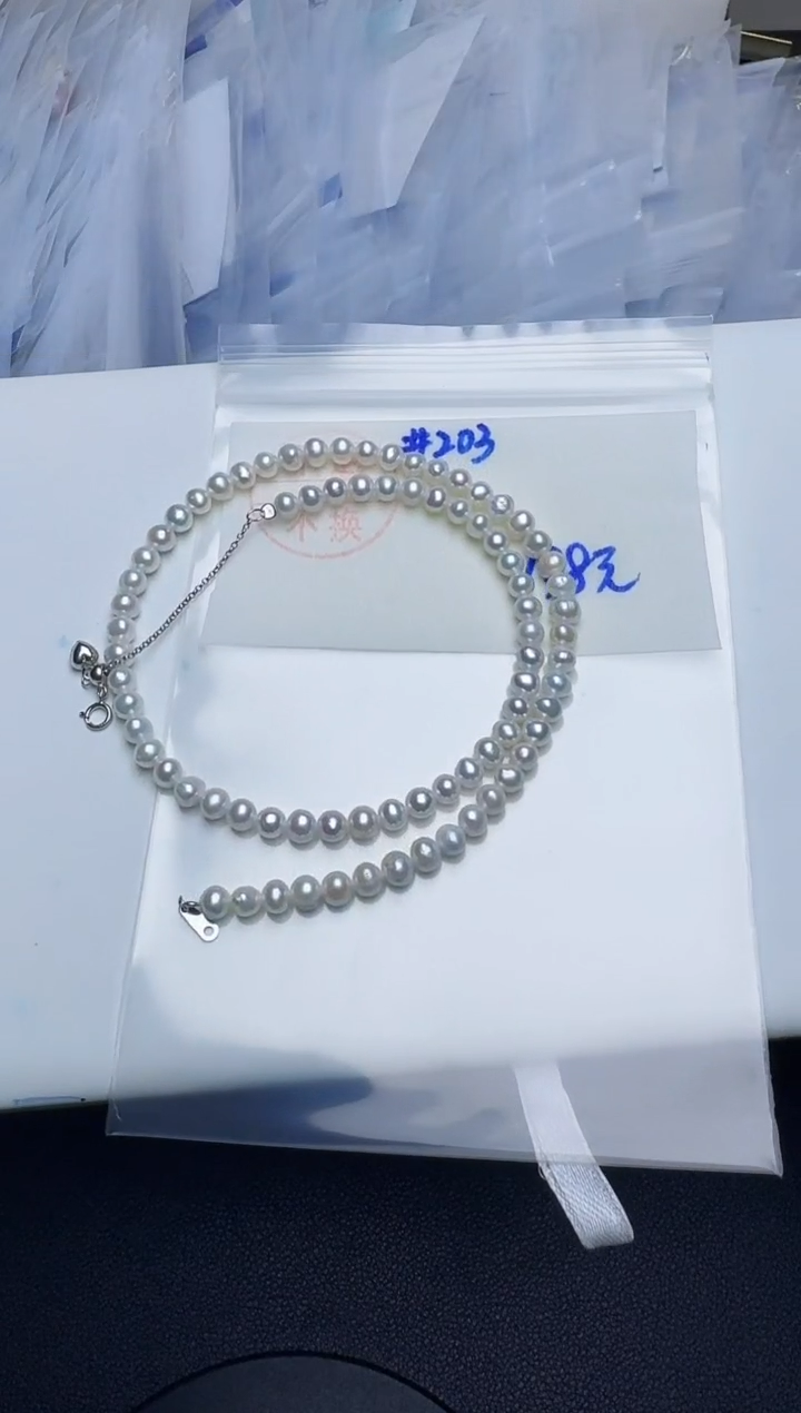 项链银S925镶嵌淡水珍珠203珍珠