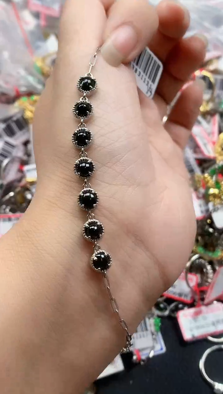 银S925镶嵌戒指翡翠天然A货缅甸翡翠