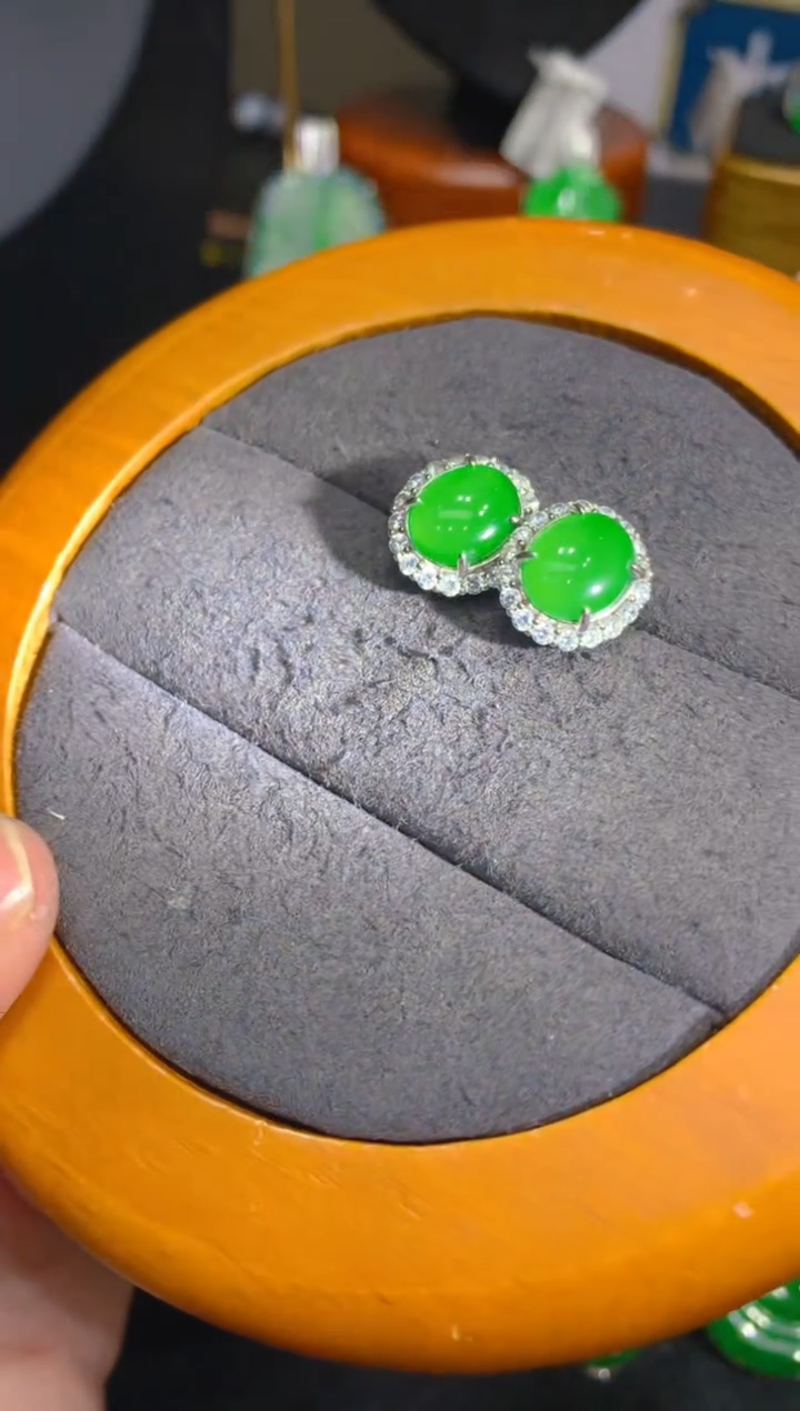 【闪购商品】翡翠耳饰足银镶嵌49一季