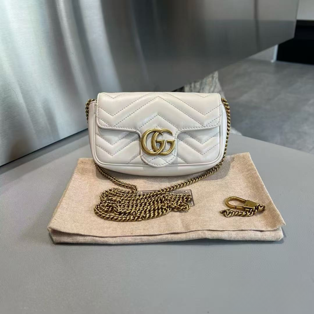 95新 GUCCI/古驰 GGS萌萌丨马蒙sp mini白金单肩包 64109015