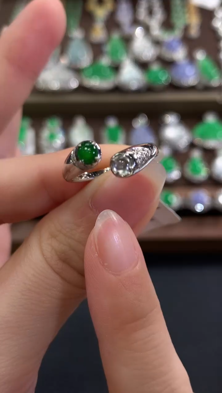 18K金镶嵌戒指翡翠b38多样性一件发货