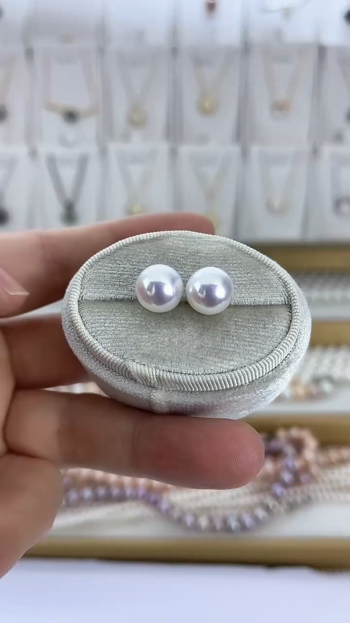 【闪购商品】淡水珍珠耳饰未镶嵌30天然极光奥白光珍珠耳钉10-11