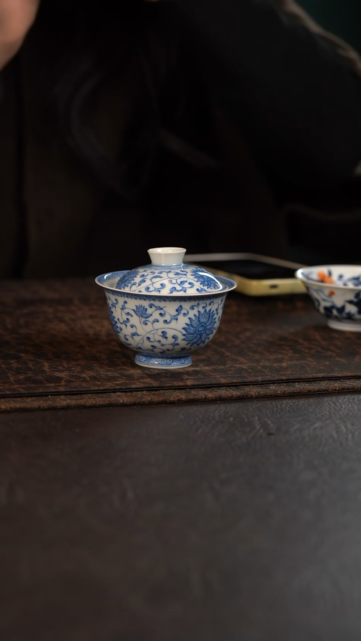 【闪购商品】杯聚澜堂点工缠枝莲盖碗