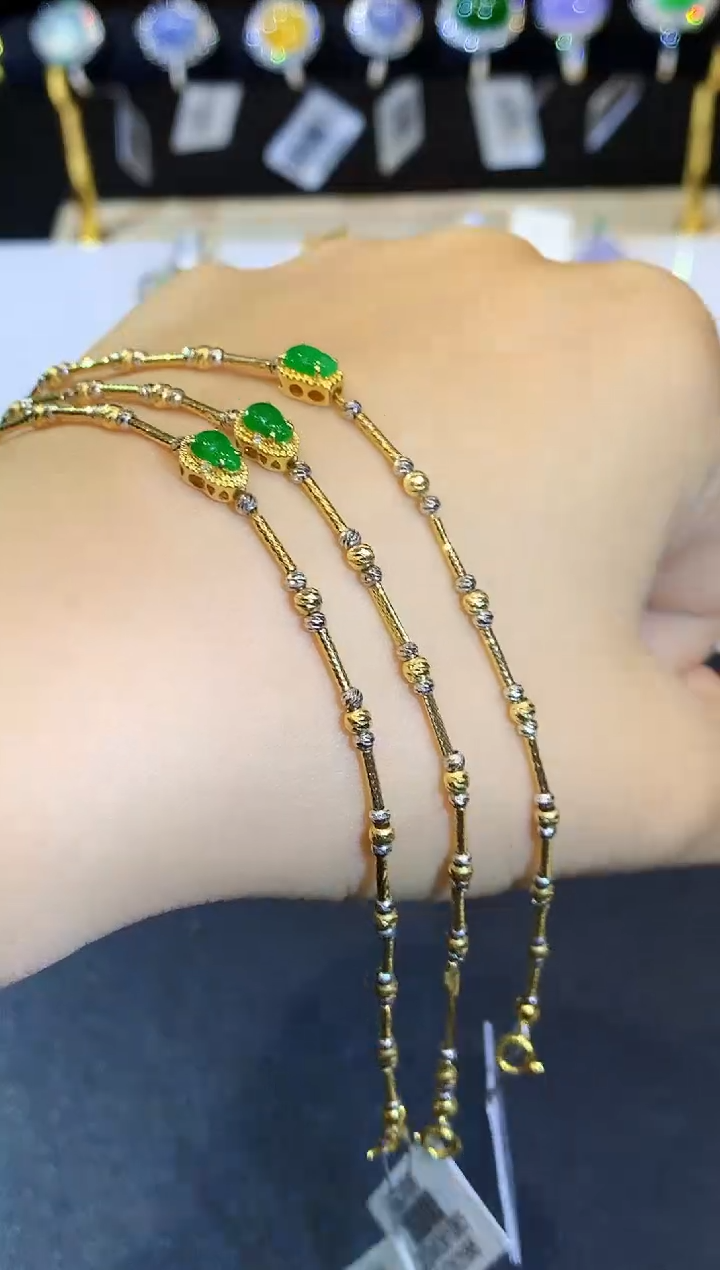 18K金镶嵌手链翡翠SY多样性发其一