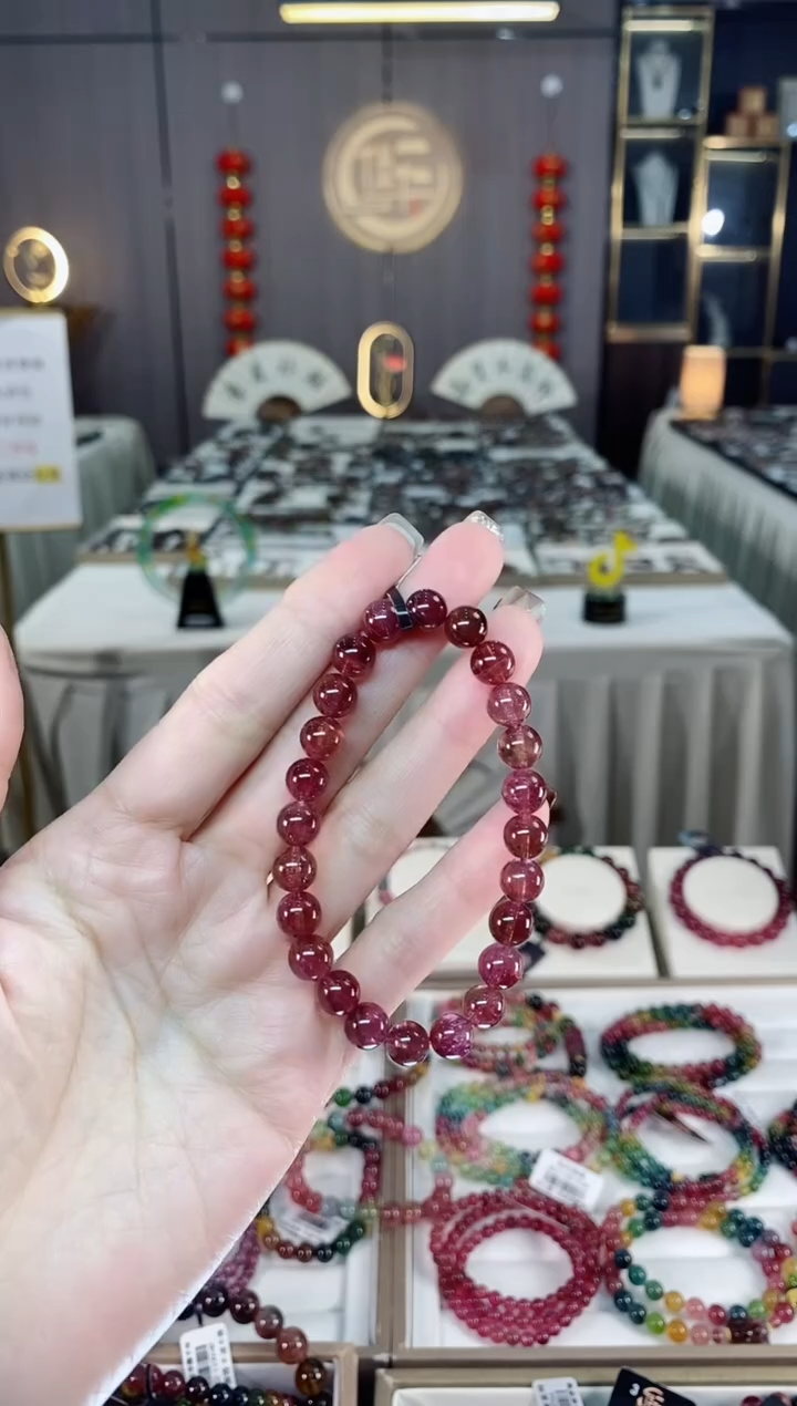 未镶嵌老矿碧玺单圈手串7mm+碧玺dan一物一证