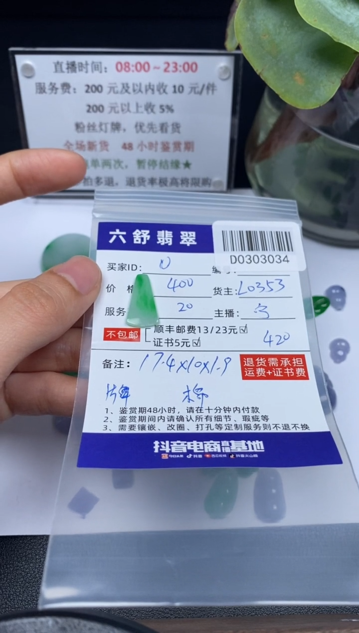 【闪购商品】翡翠吊坠(不含链)未镶嵌D0303034