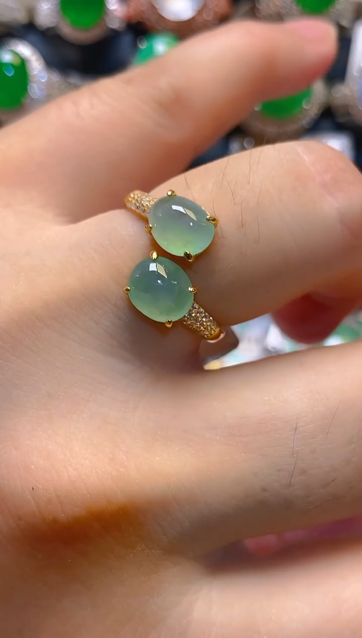 翡翠银S925镶嵌耳饰天然