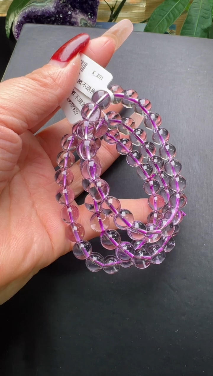 【闪购商品】水晶手串未镶嵌巴西紫水晶手串多样性发一X38022