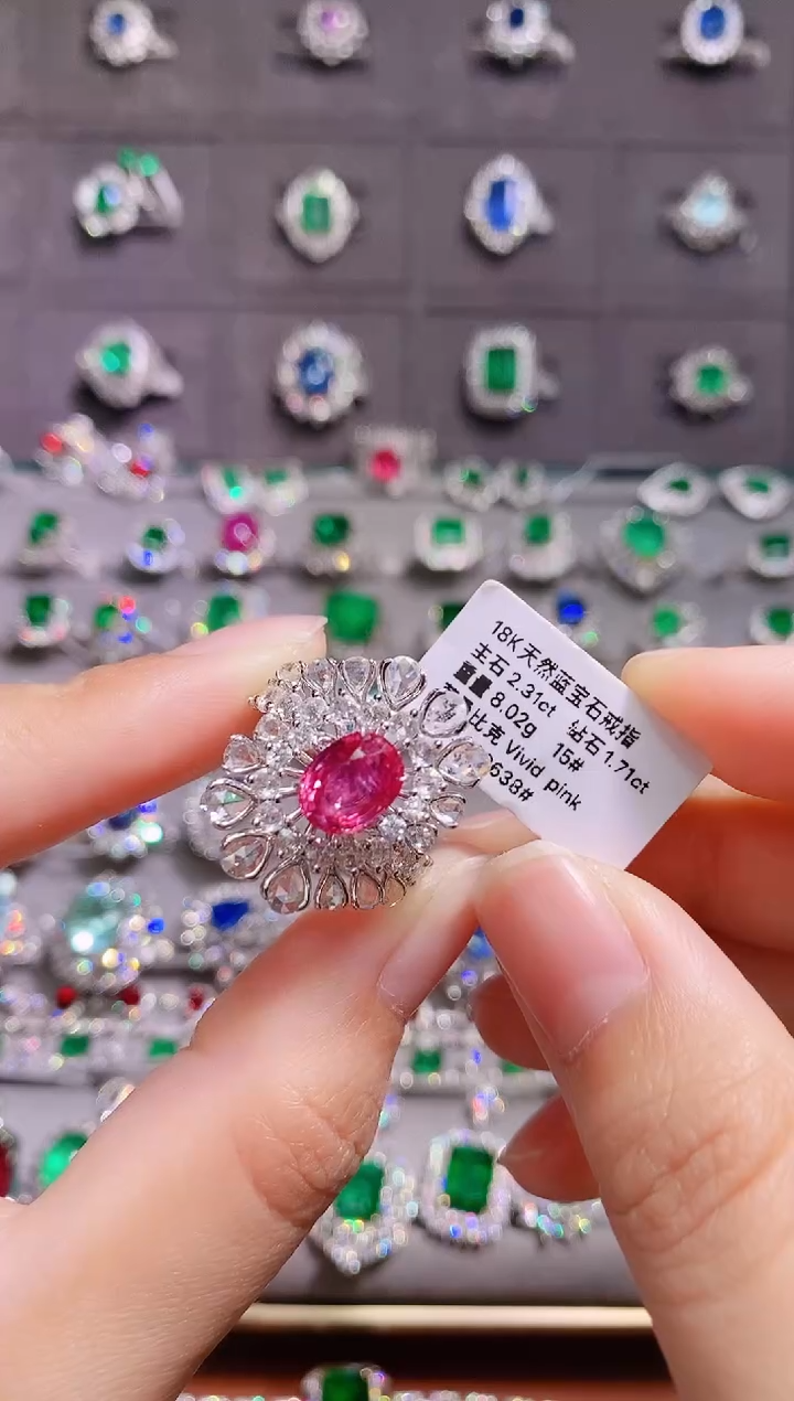 【闪购商品】彩色蓝宝石18K金戒指18K金镶嵌1