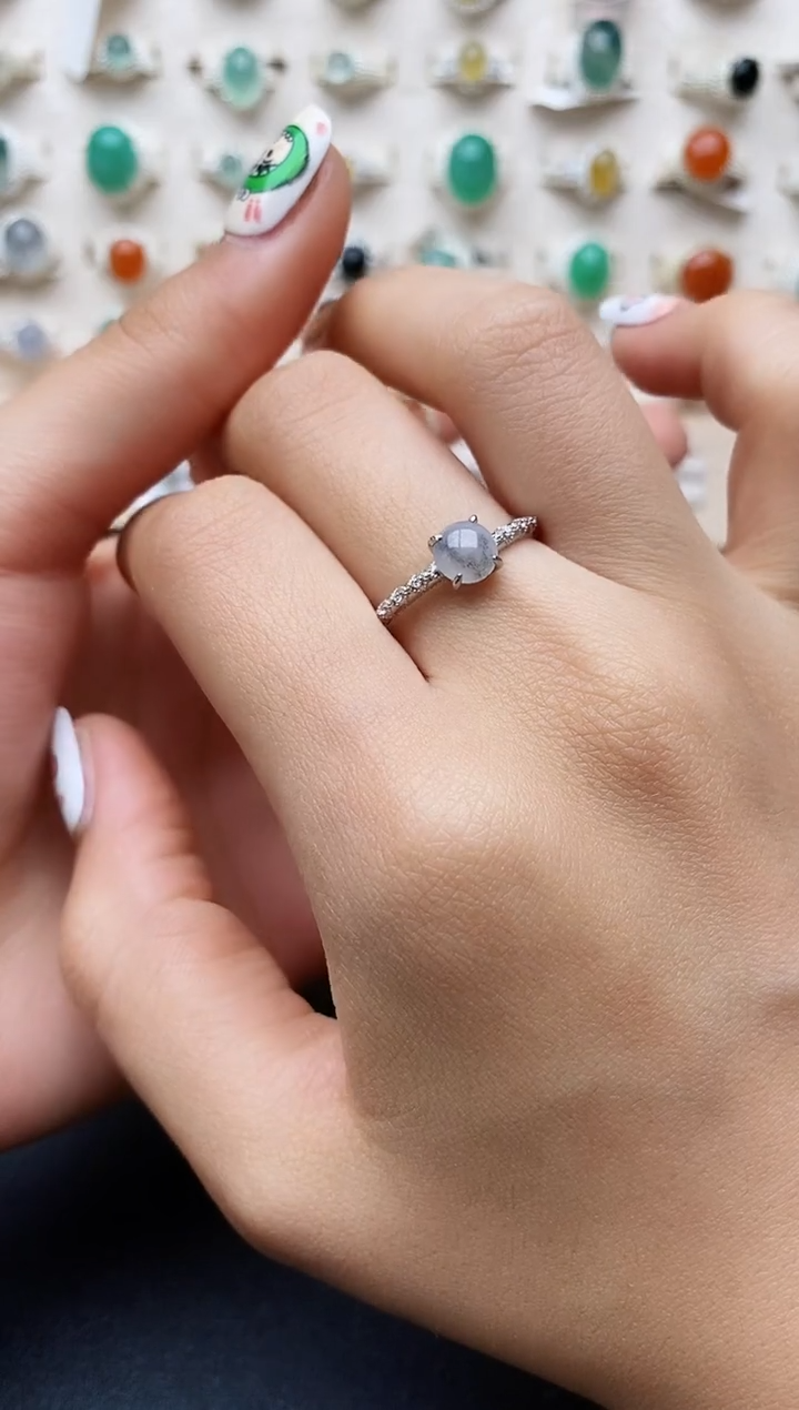 【闪购商品】翡翠戒指银S925镶嵌缅甸翡翠